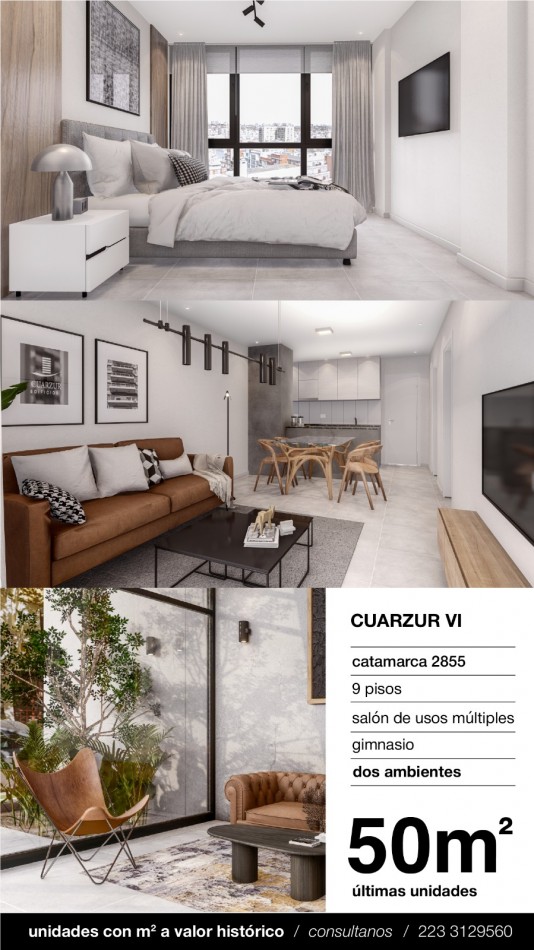 2 amb. A ESTRENAR. Con cochera-Edificio de categoria CUARZUR VI- 2do piso, frente!